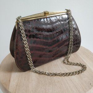 Vintage Bellestone Brown Alligator Crocodile Purse